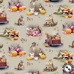 Clothworks The Secret Life of Squirrels III Toile Taupe Clothworks The Secret Life of Squirrels III Toile Taupe