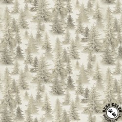 Clothworks Snow Mountain Trees Taupe