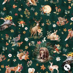 Hoffman Fabrics Woodsy and Whimsy Animals Emerald