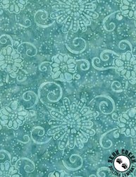 Wilmington Prints Oasis Batik Floral Swirls Aqua