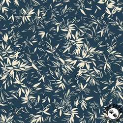 P&B Textiles Koi Pond Graphic Bamboo Leaves Navy