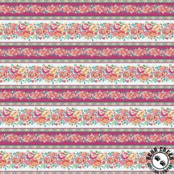 Blank Quilting Flourish Floral Border Stripe Magenta