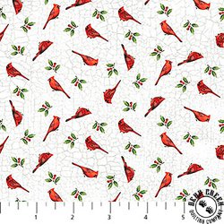 Northcott Winter Song Mini Birds White/Multi