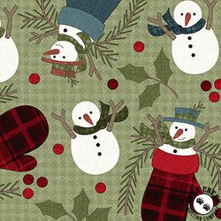 Maywood Studio Holly Jolly Flannel Snowmen Green