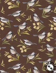 Wilmington Prints Chickadee Charm Birds All Over Brown