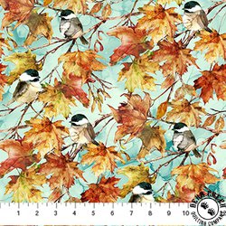 Northcott Autumn Breeze Birds Turquoise/Multi