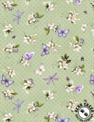 Wilmington Prints Fleur Amour Garden Polka Dot Green