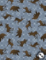 Wilmington Prints Timberland Trails Animal Toss Blue Wilmington Prints Timberland Trails Animal Toss Blue