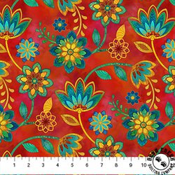 Northcott Boho Blooms Small Trail Red/Multi