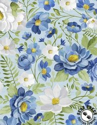 Wilmington Prints Blossom Blues Large Florals Light Blue