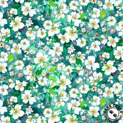 Michael Miller Fabrics Flower Lake Flower Green