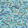QT Fabrics Savage Kingdom Underwater Dinos Turquoise