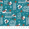 Northcott Woodland Wishes Words Teal/Multi