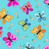 Andover Fabrics Flutter Big Butterflies Teal