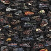 QT Fabrics Steam & Steel Trains Charcoal