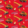 Henry Glass Construction Zone Crane and Dump Truck Red