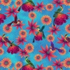 Blank Quilting Luminous Haven Hummingbirds and Flowers Bright Blue