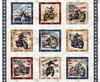 QT Fabrics Stars, Stripes, and Steel Motorcycle Picture Patches Panel Multi