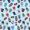 Benartex Country Christmas Holiday Drinks Blue