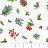 Northcott Winter Song Pine Cone Toss White/Multi