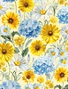 Wilmington Prints Bees and Blooms Packed Flowers Yellow