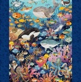 QT Fabrics Deep Sea Dazzle Undersea Panel Navy