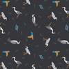 Lewis and Irene Fabrics Small Things Rivers and Creeks Herons and Kingfisher Dark