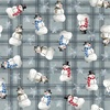 Henry Glass Hollyville Manor Tossed Snowmen Slate Gray