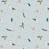 Lewis and Irene Fabrics Small Things Rivers and Creeks Herons and Kingfisher Light Blue