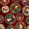 QT Fabrics Rule the Roost Rooster Medallions Wine