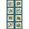 Henry Glass Awakenings Bird Blocks Panel Blue