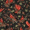 Hoffman Fabrics Berries and Birch Tossed Cardinals Black/Gold