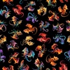 QT Fabrics Dragon's Song  Tossed Dragons Black