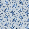 Blank Quilting English Blue and White Birds with Flowers Light Gray