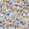 QT Fabrics Yippie Ki Yay! Cows and Horses Light Blue