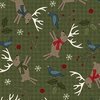 Maywood Studio Holly Jolly Flannel Deer Green