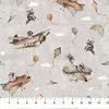 Figo Fabrics Great Journey Raccoons Gray