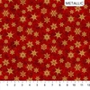 Northcott Shimmer Frost Small Snowflakes Light Red/Gold