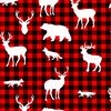 Studio E Fabrics Warm Winter Wishes Buffalo Check White Animals Red/Black