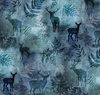 Hoffman Fabrics Forest Fawn Ferns and Deer Dusty Blue