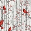 Hoffman Fabrics Berries and Birch Cardinals and Birch Fog/Silver