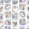 Clothworks Seashell Wishes Shell Tiles Light Denim