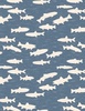 Wilmington Prints Gone Fishing Fish Silhouettes Blue/Cream