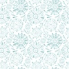 P&B Textiles Peacock Serenade Feather Mandalas White/Teal