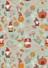 Lewis and Irene Fabrics Snuggle-up Season Flannel Autumn Gnomes on Light Sage
