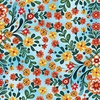 Benartex Farm Feathered Folk Folklore Garden Sky Blue