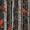 Hoffman Fabrics Berries and Birch Cardinals and Birch Black/Gold