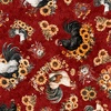 QT Fabrics Rule the Roost Tossed Roosters & Flowers Brick