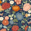Andover Fabrics Luxe Large Flora Navy