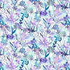 P&B Textiles Whispering Gardens 108 Inch Wide Backing Fabric Watercolor Floral Blue/Violet